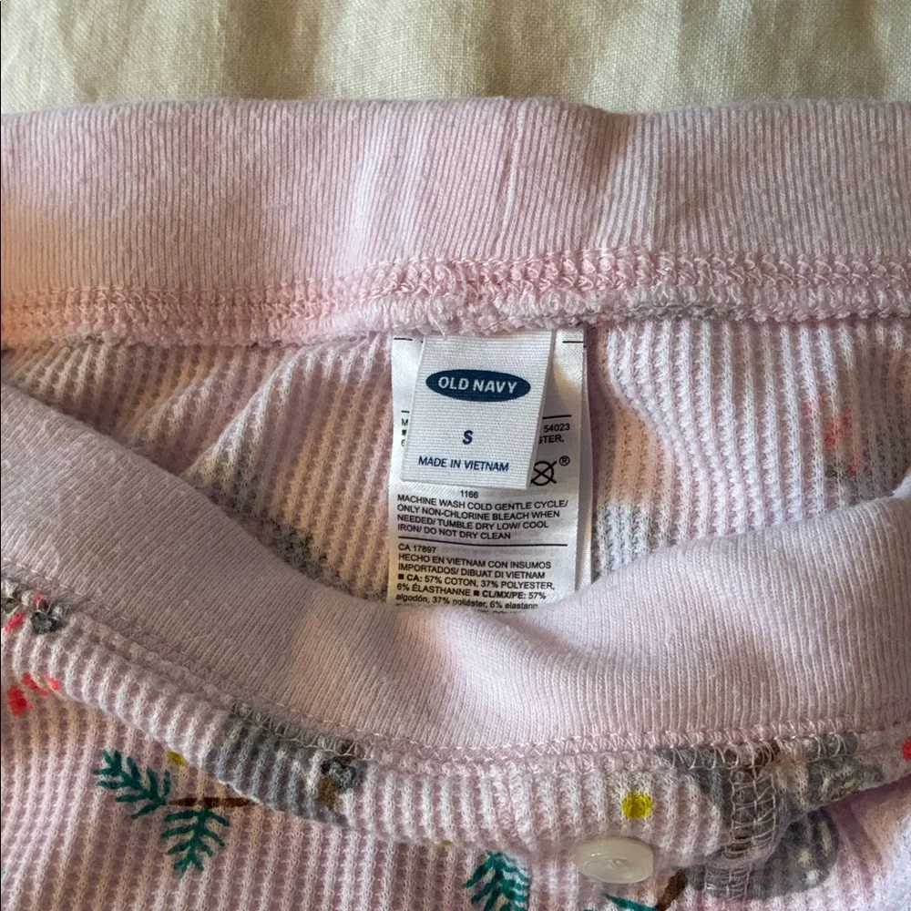 Old Navy Pink Thermal Leggings/pajama pants with sloth & Floral Print
